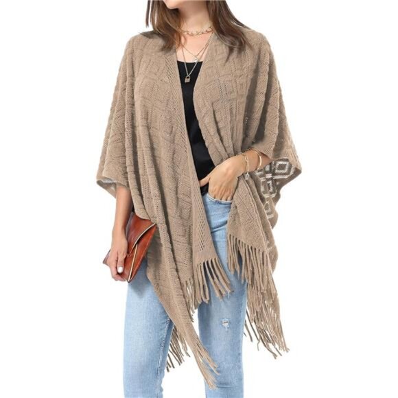Knit Shawl Wrap for Women Brown